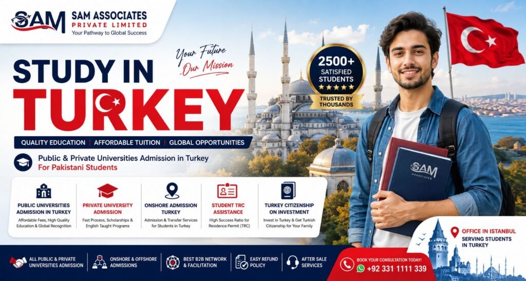 Study in Turkey from Pakistan Public & Private University Admissions
